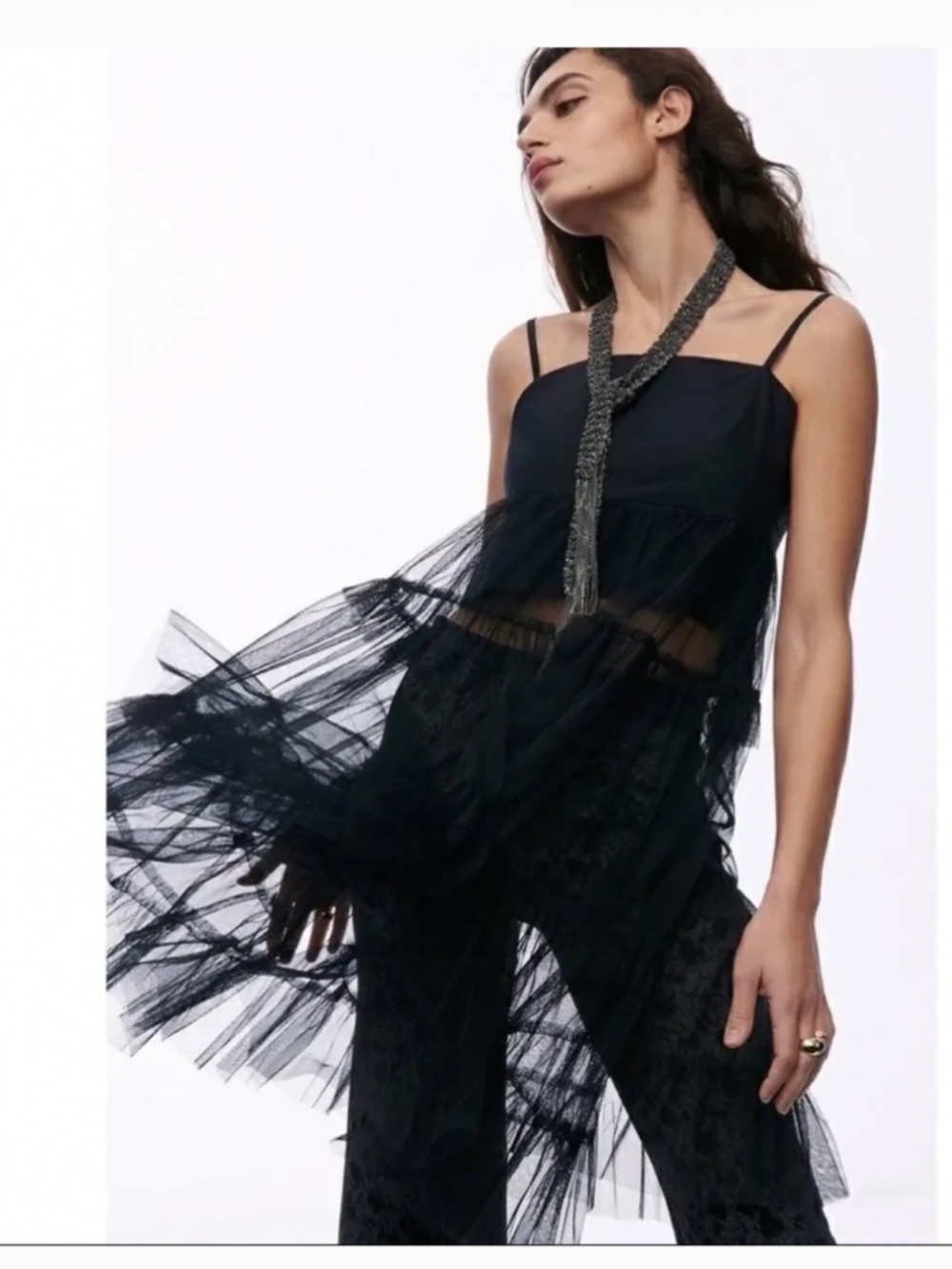 Anthropologie tiered tulle tunic dress